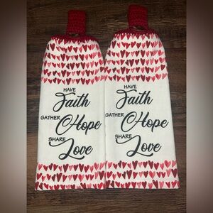 Faith Hope Love Hanging Kitchen Towel Set